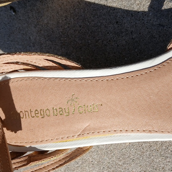 MONTEGO BAY CLUB WHITE Sandal Open Toe Wedge Heel Ankle Strap Size 9 - Picture 3 of 10